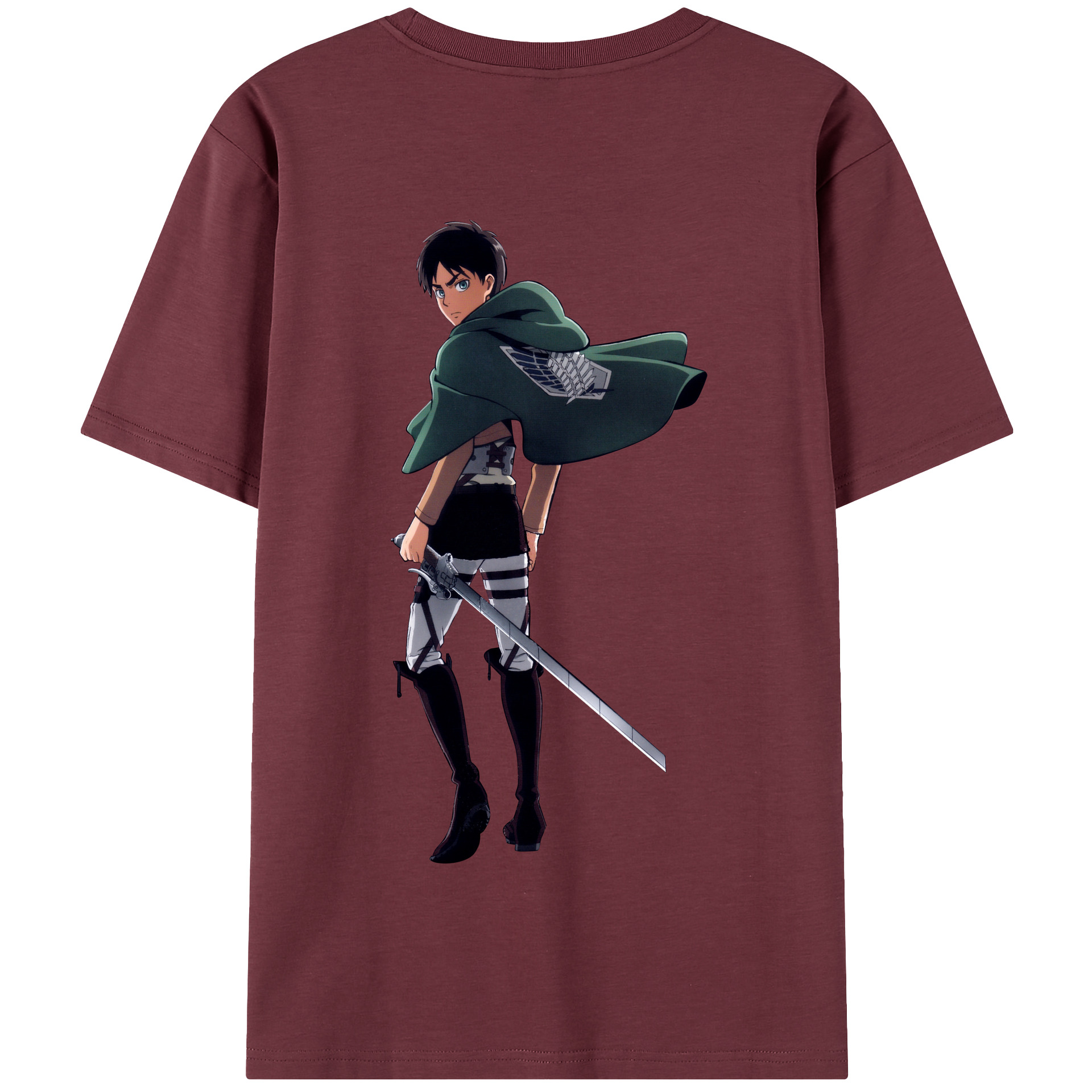 （画像用） 進撃の巨人 エレン･イェーガー Attack on Titan Eren Jäger 綿100％半袖Tシャツ（背面プリント）